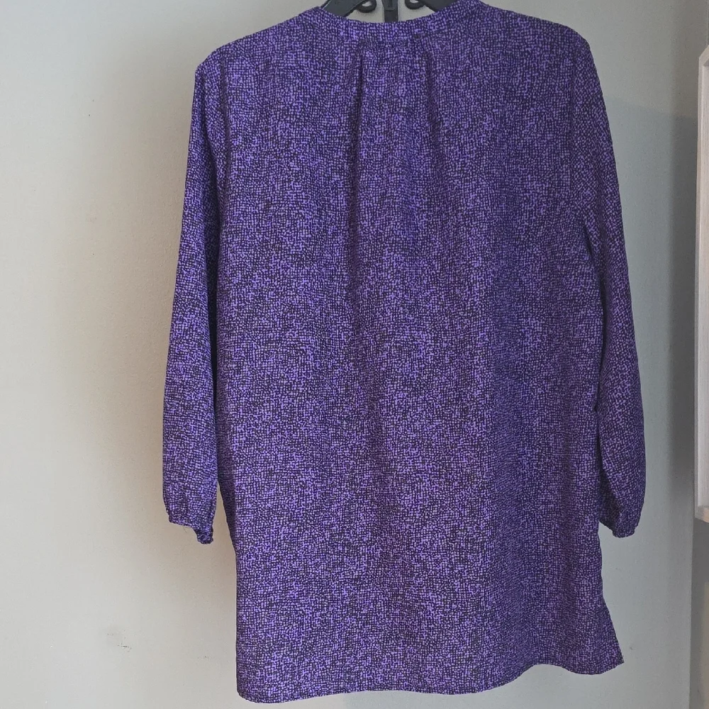 Michael Kors Purple and Black Printed Blouse Size Large